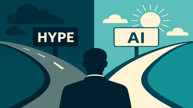 Illustration of AI for membership organisations — balancing hype and opportunity.